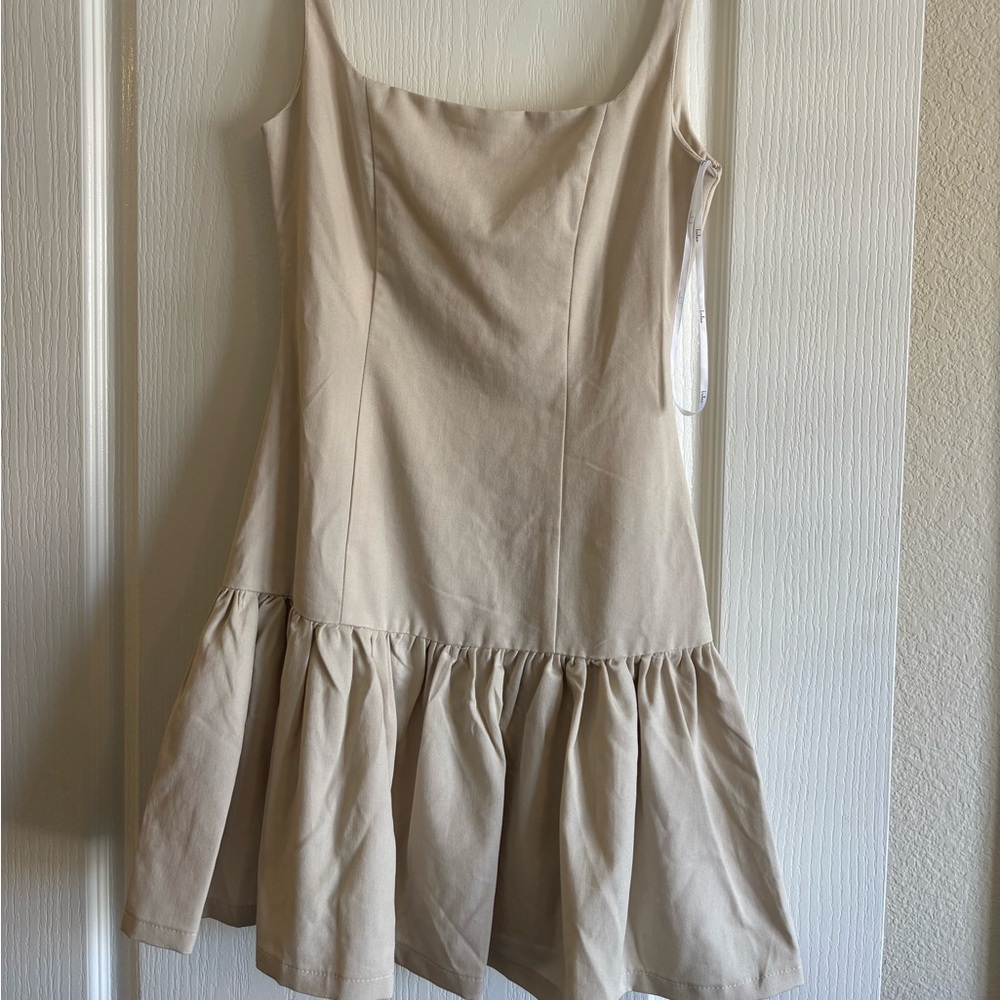 Lulu's Cream Spaghetti Strap Mini Dress
